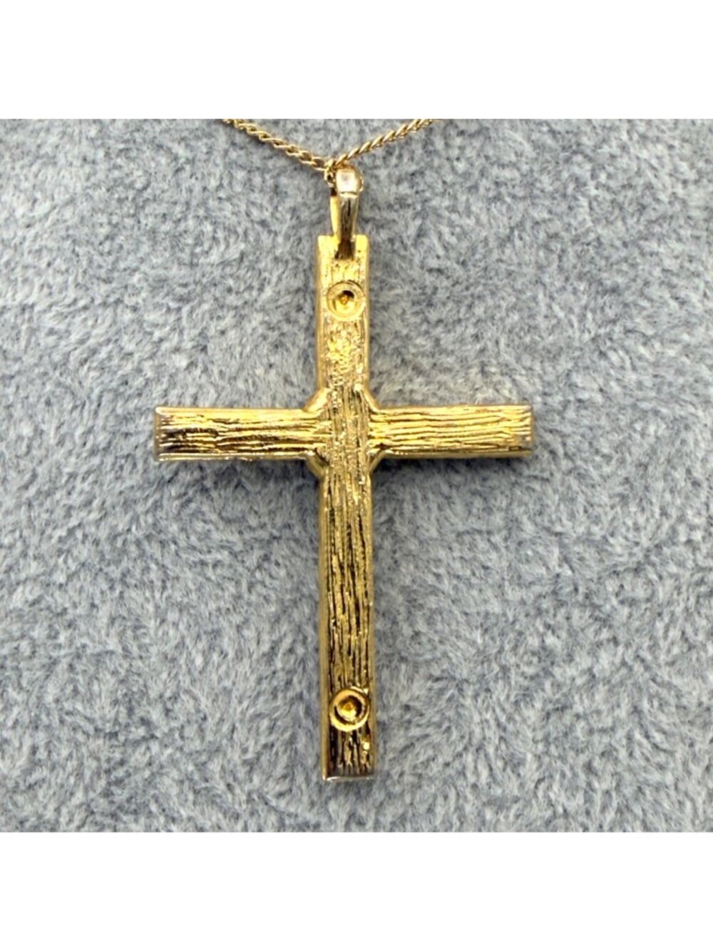 Vintage P S Co 1998 Gold Tone Multicolor Crystal Cross Pendant Necklace Rainbow - Picture 4 of 15